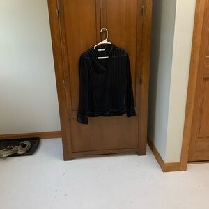 Zara sheer long sleeve blouse top shirt small studded neck bikercore